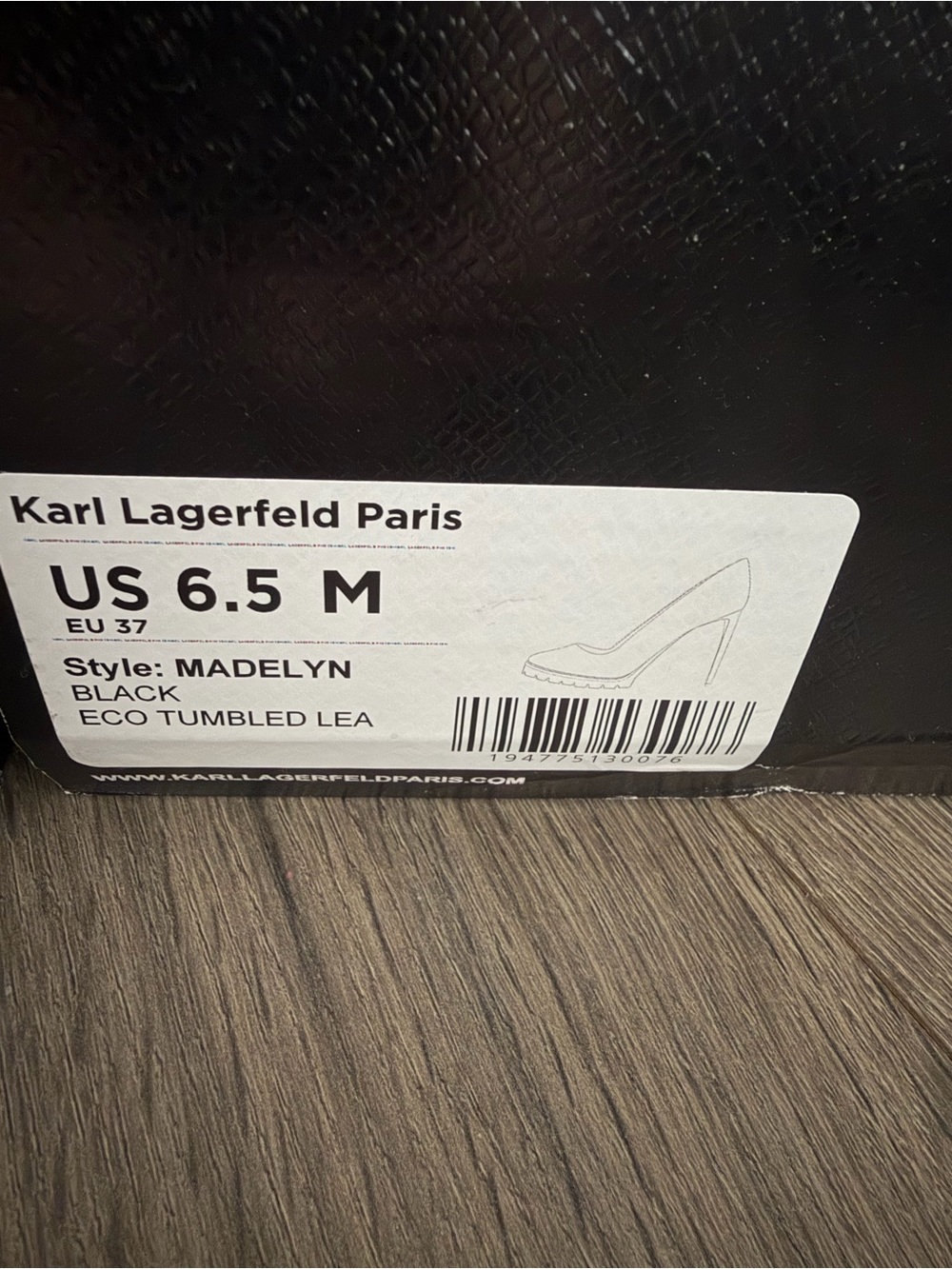 Karl Lagerfeld Black Madelyn Pointed Toe lug soled Stiletto Heels
